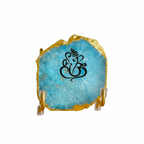 Lord Ganesh Ji - Blue Agate Metal Stand