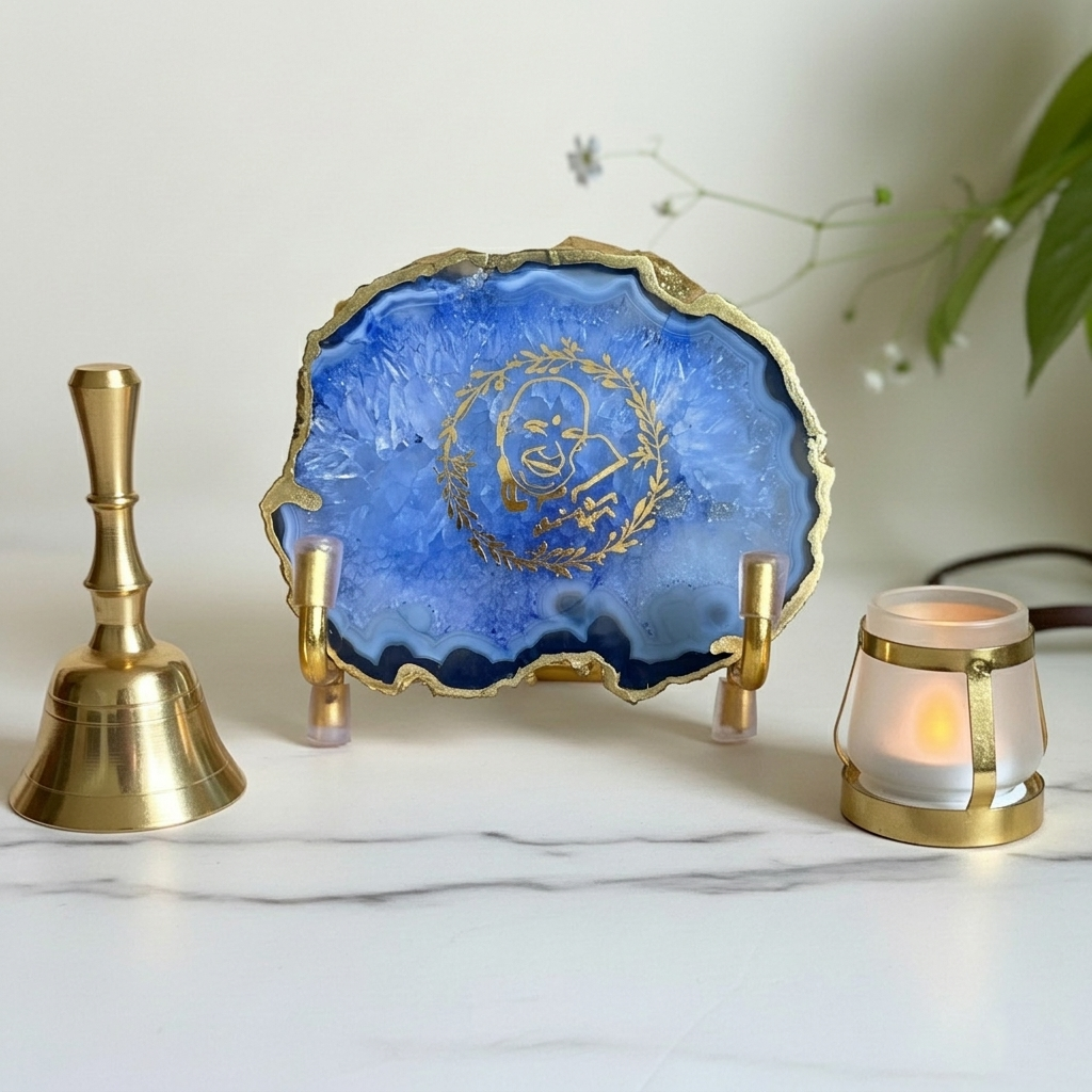 GURU JI - Blue Agate Metal Stand