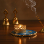 Om Agate Tea Light Candle Holder, Diwali Decor