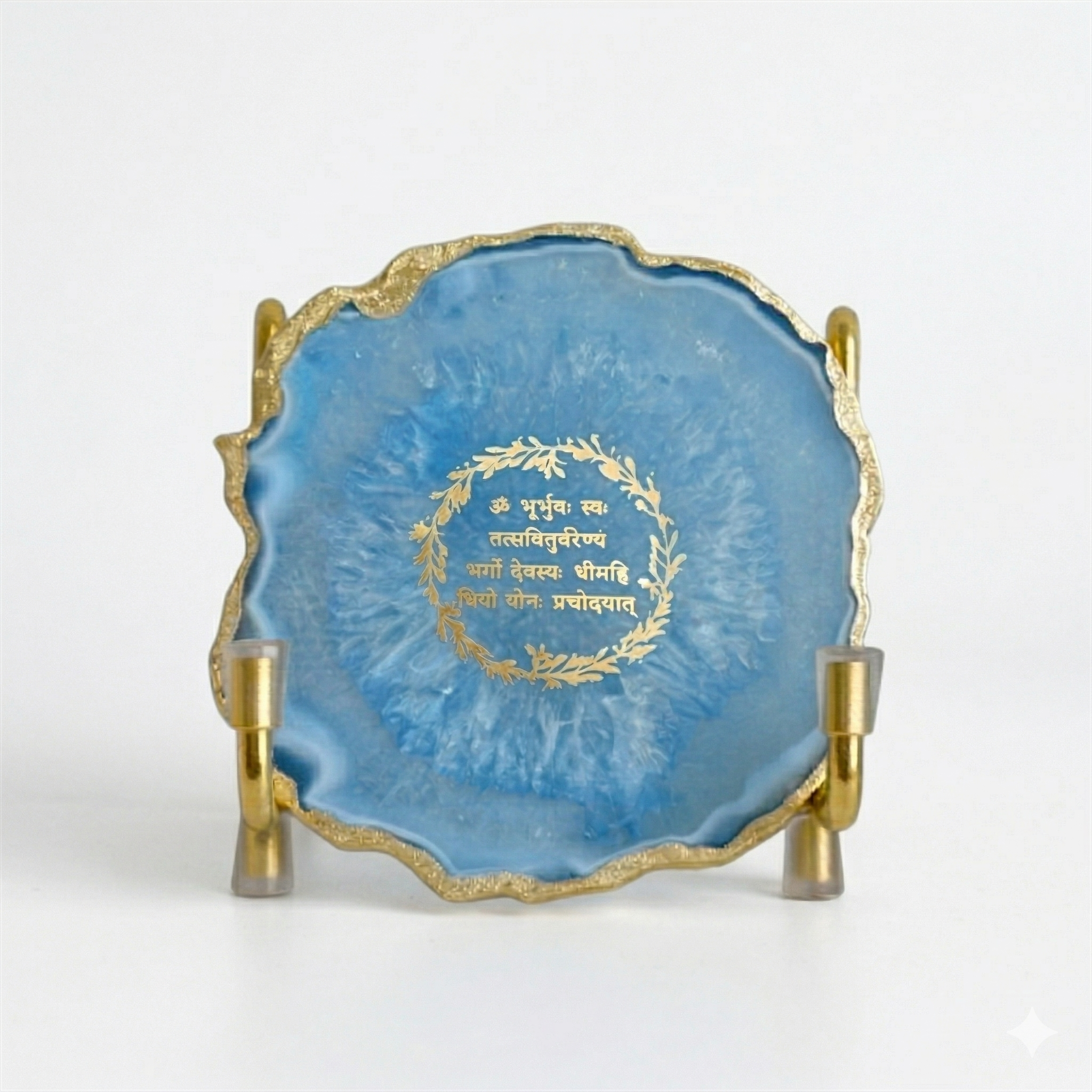 Gaytri mantra Blue Agate Metal Stand