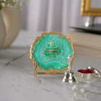 Ik Onkar Mantra Green Agate Metal Showpeice