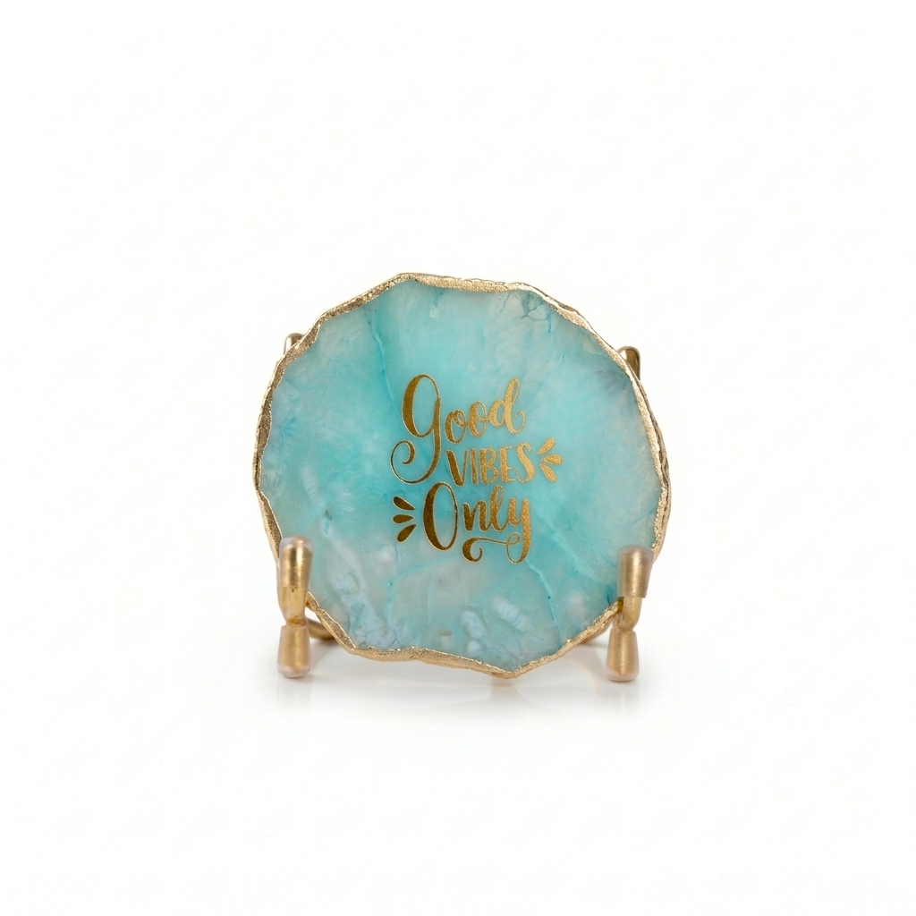 Good Vibes Turquoise Agate Metal Showpiece