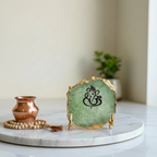 Lord Ganesh Ji - green Agate Metal Stand