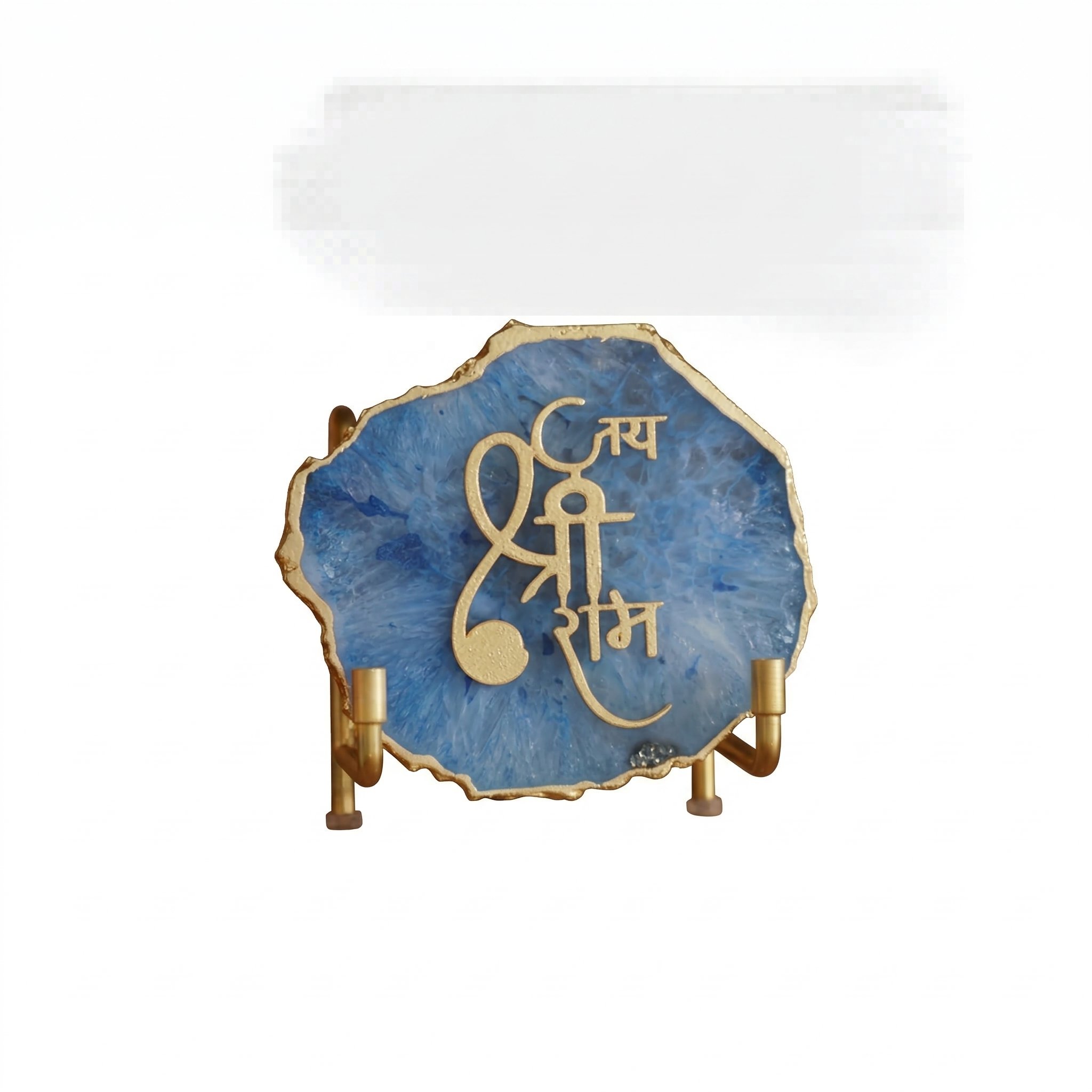 Jai Shree Ram Blue Agate  with Metal Stand