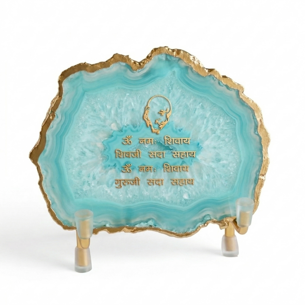 Guru Ji Mantra Turquoise Agate Metal Showpeice