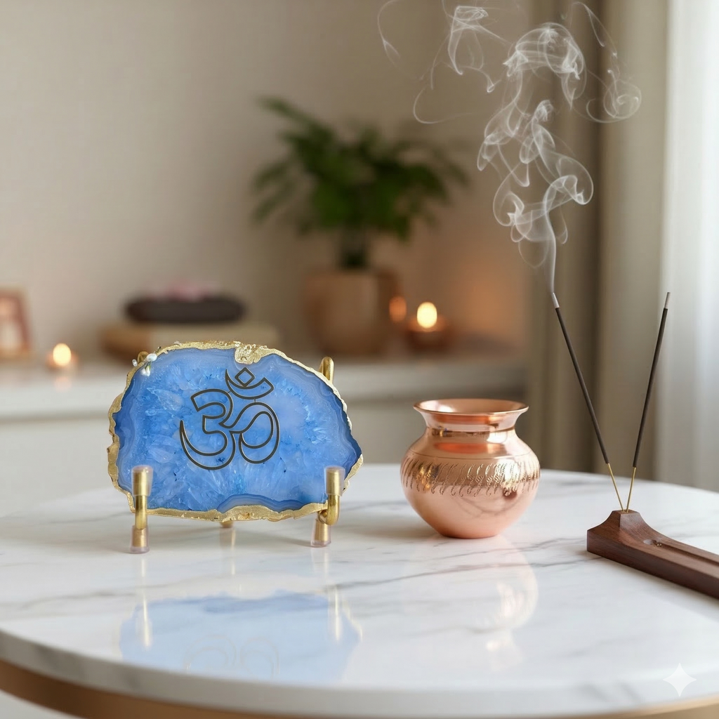 OM - Blue Agate Metal Stand
