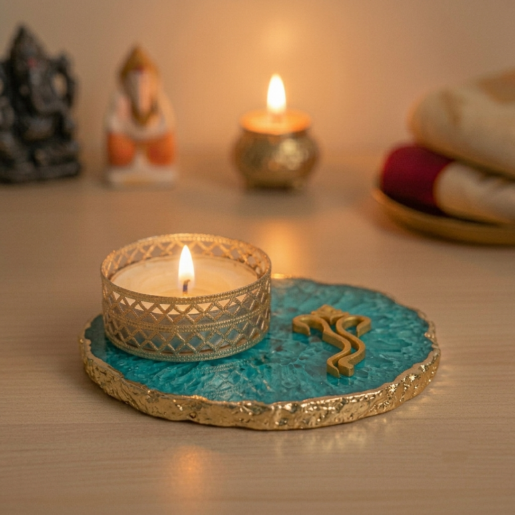 Agate Lord ganesh Design Tea Light Holder