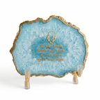 Guru Ji Mantra Blue Agate Metal Showpiece