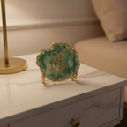 Jai Shree Ram Green Agate  with Metal Stand