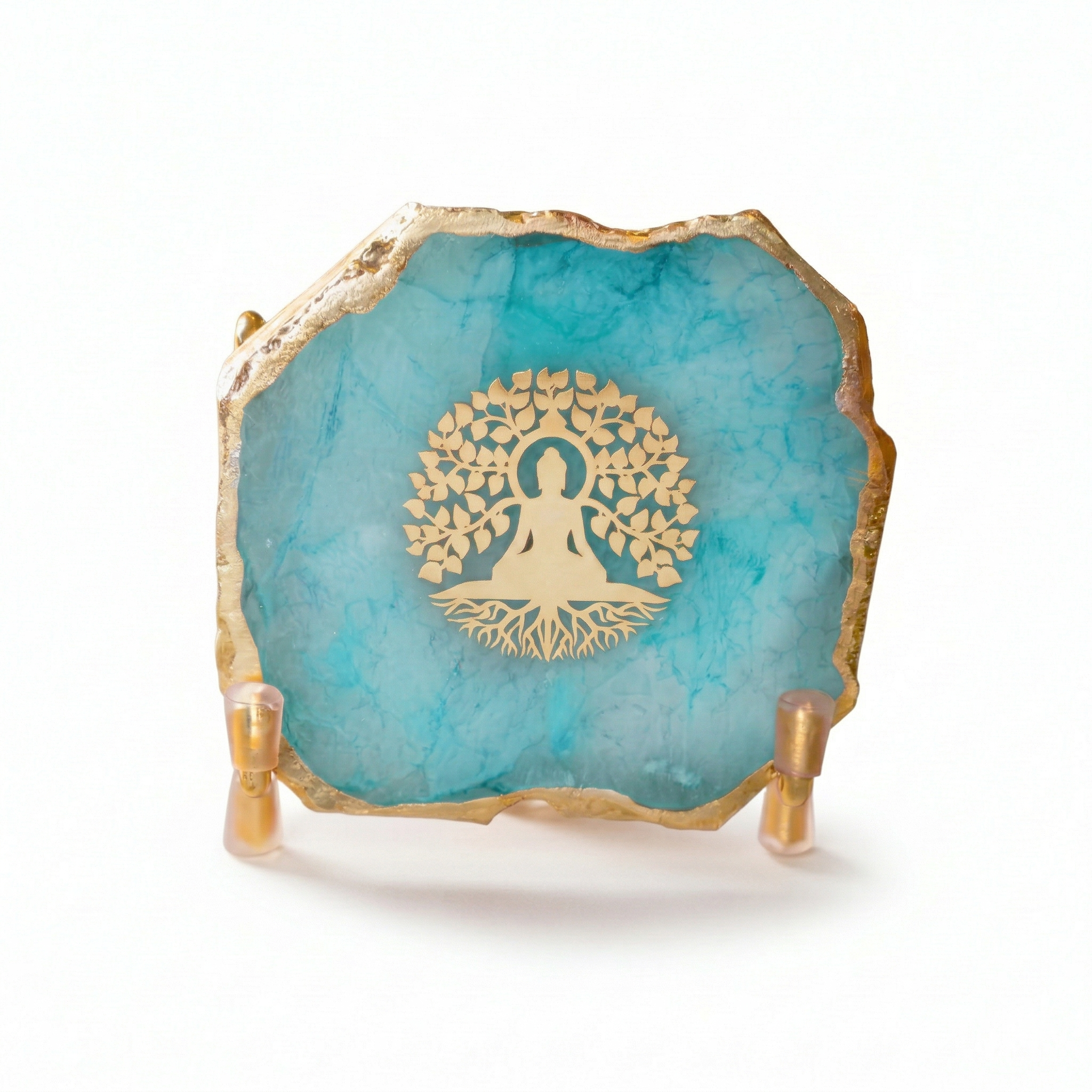 Budha Tree Turquoise Agate Metal Showpeice