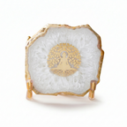 Budha Tree White Agate Metal Showpeice