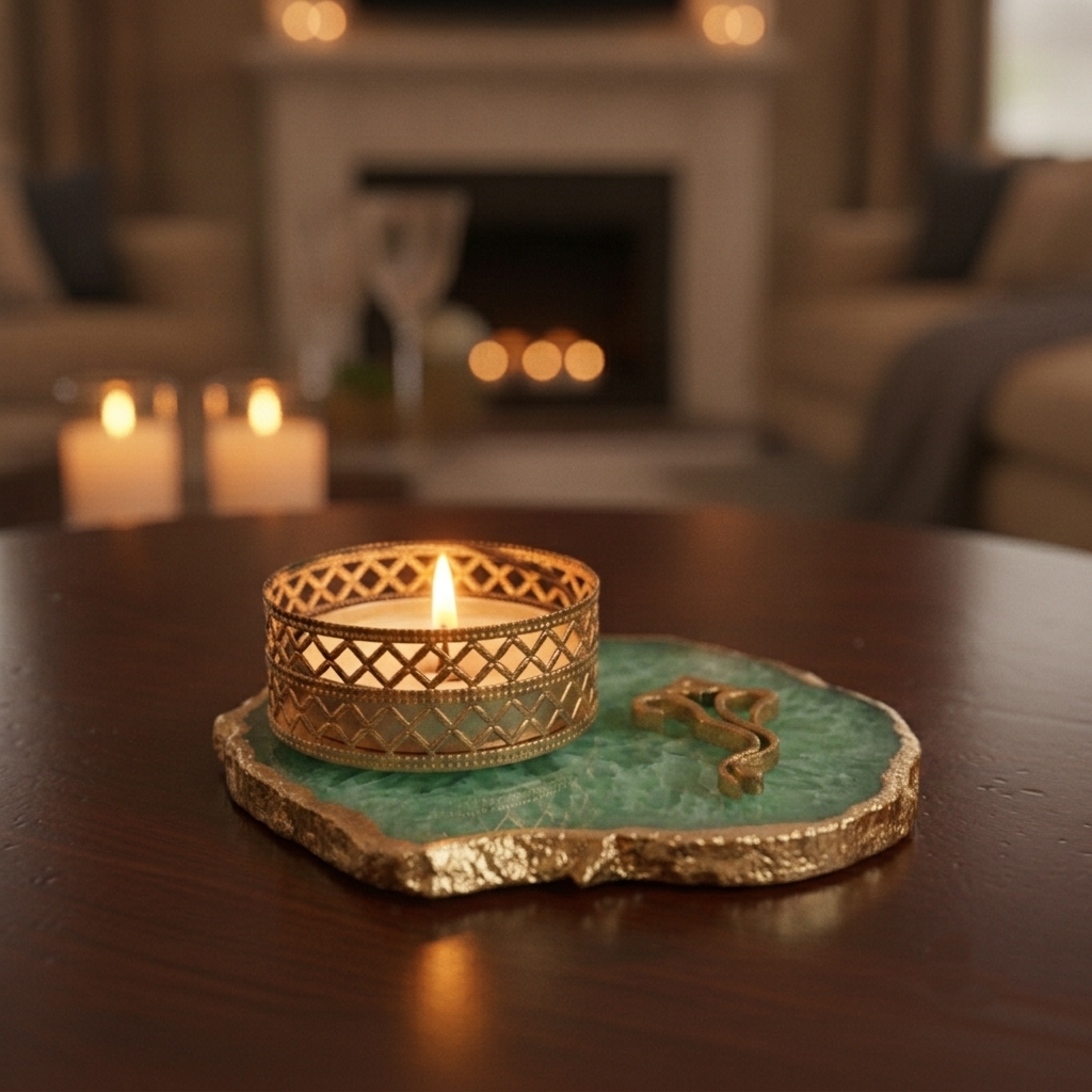 Agate Lord ganesh Design Tea Light Holder