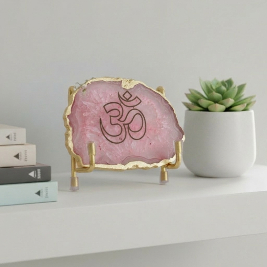 OM - Green Agate Metal Stand