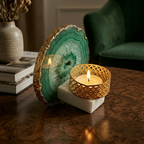 Agate OM Small Back Side Tealight- Green