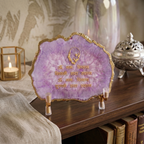 Guru Ji Mantra Purple Agate Metal Showpiece
