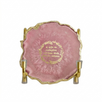 Gayatri Mantra with Pink Agate Metal Stand