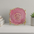 Gayatri Mantra with Green Agate Metal Stand