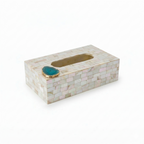 Turquoise Agate with  Mother of Pearl Tissue Box Holder