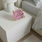 Namokar Mantra  - pink Agate Metal Stand