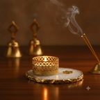 Om Agate Tea Light Candle Holder, Diwali Decor