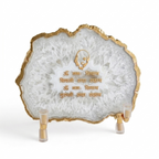 Guru Ji Mantra White Agate Metal Showpeice