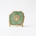 Budha Tree Green Agate Metal Showpeice
