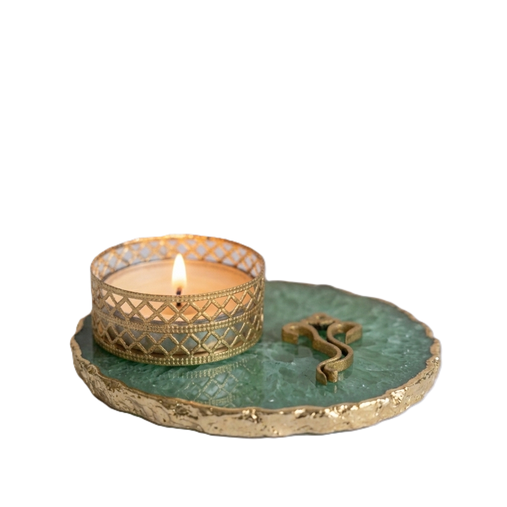 Agate Lord ganesh Design Tea Light Holder
