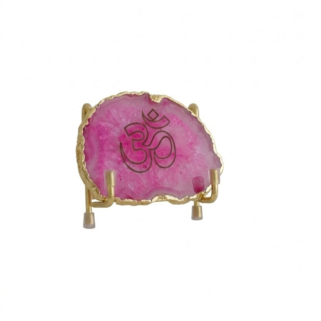 OM - Pink Agate Metal Stand