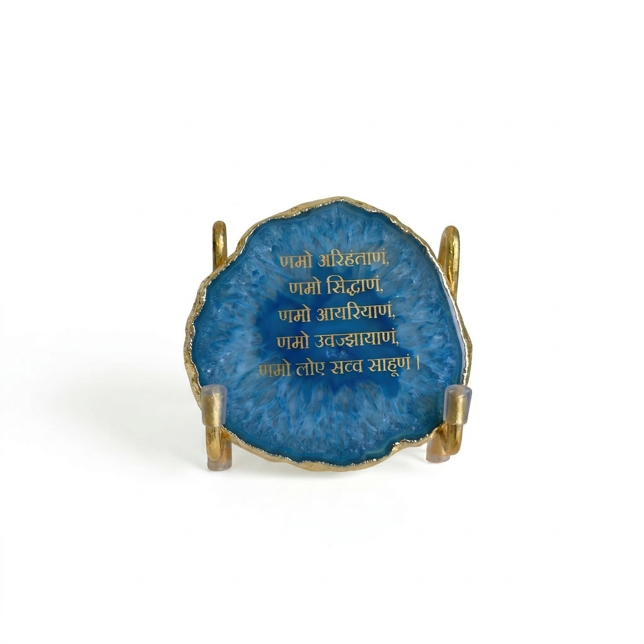 Namokar Mantra - Blue Agate Metal Stand
