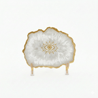 Evil Eye White Agate Metal Showpeice