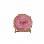 Ik Onkar Mantra Pink Agate Metal Showpeice