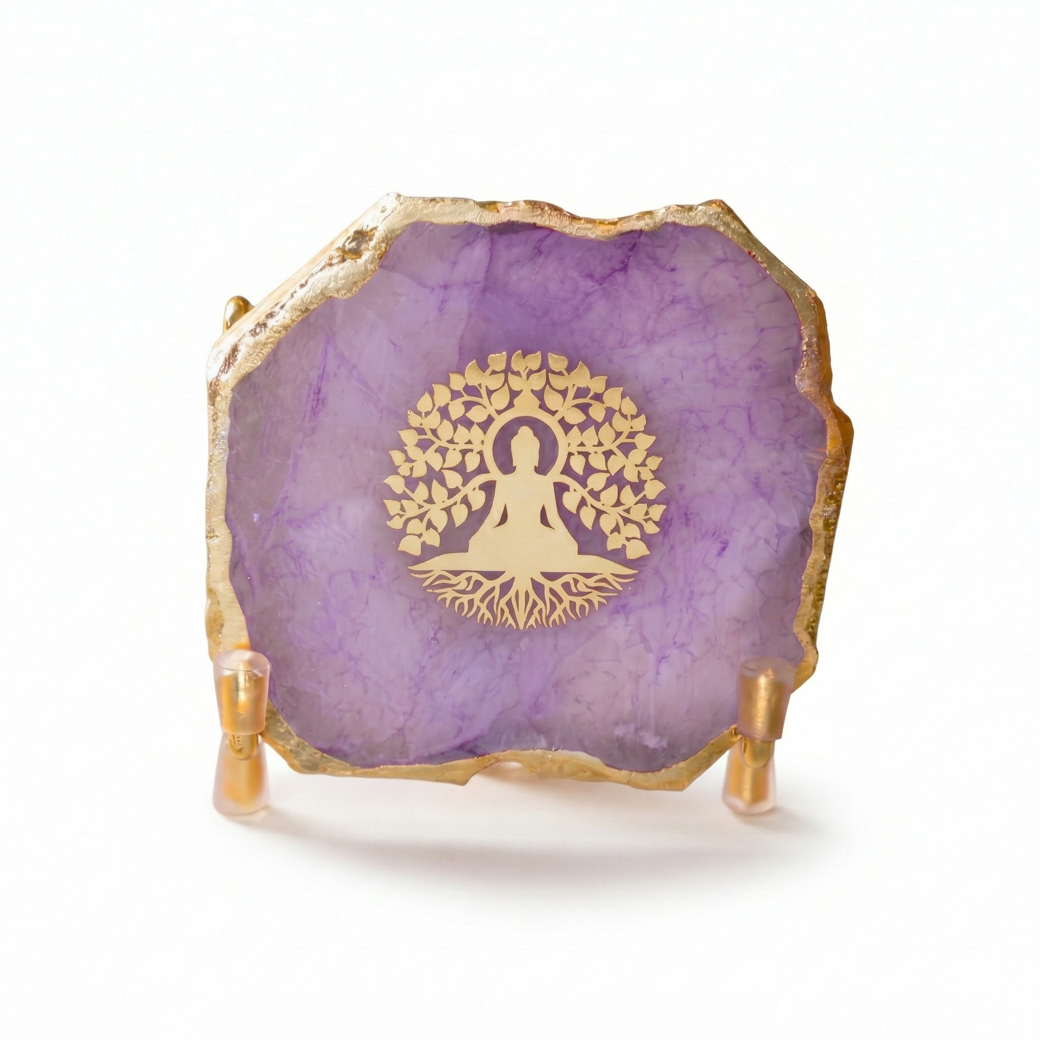 Budha Tree Purple Agate Metal Showpeice