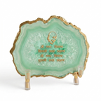 Guru Ji Mantra Green Agate Metal Showpiece