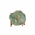 Jai Shree Ram Green Agate  with Metal Stand