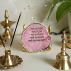 Namokar Mantra  - pink Agate Metal Stand