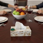 Green Agate with  Mother of Pearl Tissue Box Holder