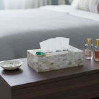 Green Agate with  Mother of Pearl Tissue Box Holder