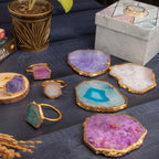 Agate Coasters and Napkin Rings set of 4 Hamper
