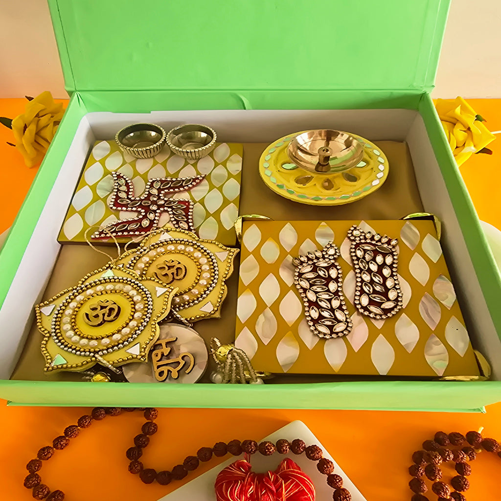 MOP Pooja Platter , MOP Laxmi Charan, MDF Diya and MDF Door Hangings