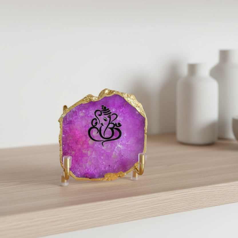 Lord Ganesh Ji - Turquoise Agate Metal Stand