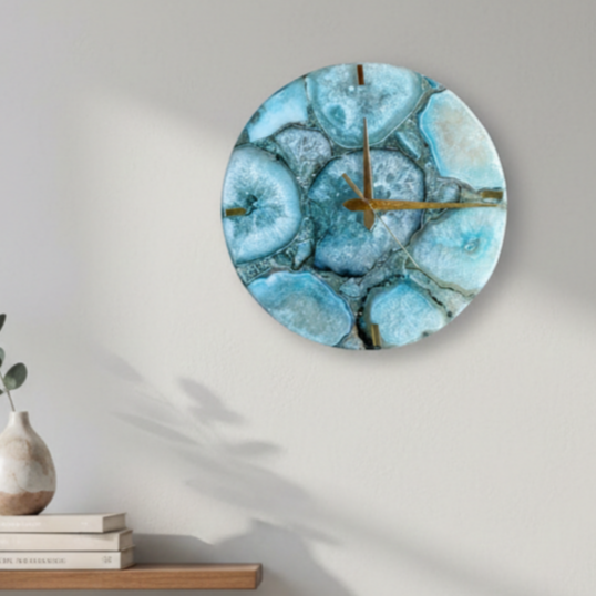 Agate Round Wall Clock - Turquoise