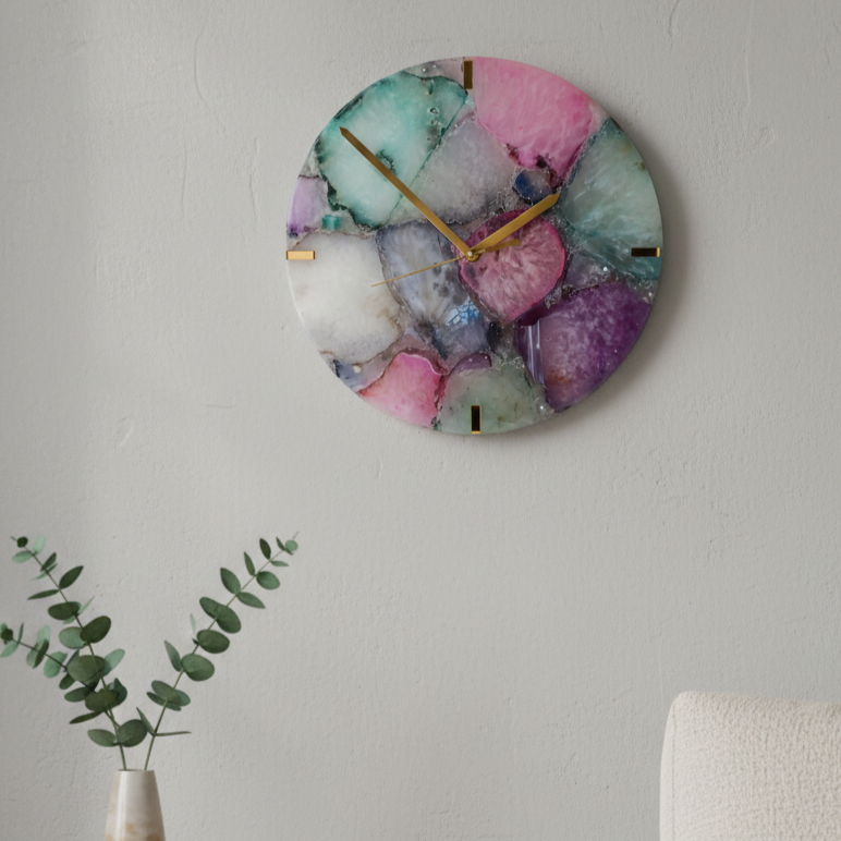 Agate Round Wall Clock - Multicolor