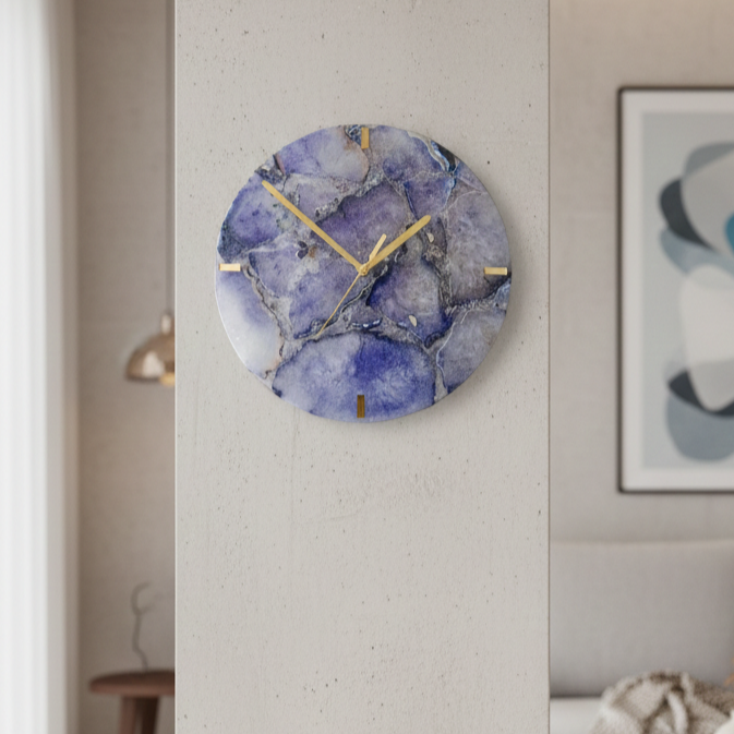 Agate Round Wall Clock - Blue