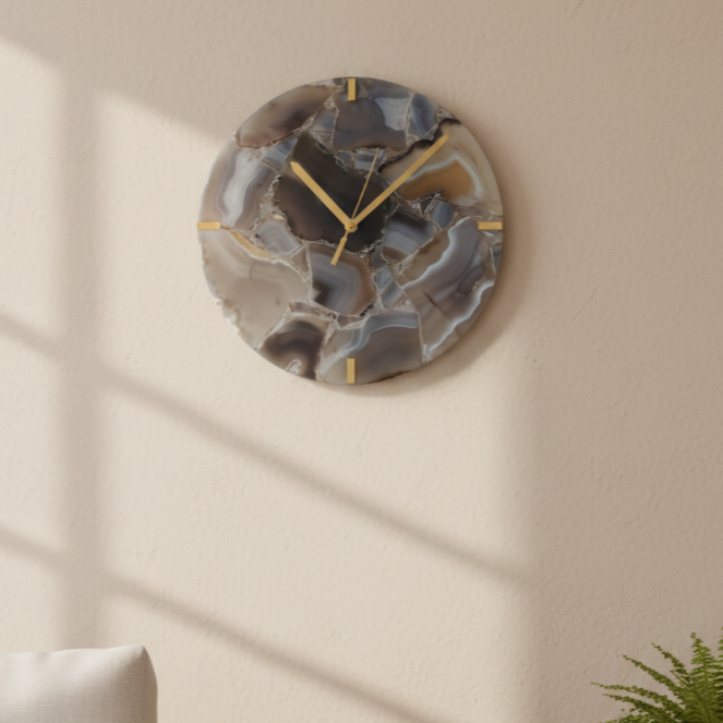 Agate Round Wall Clock - Natural