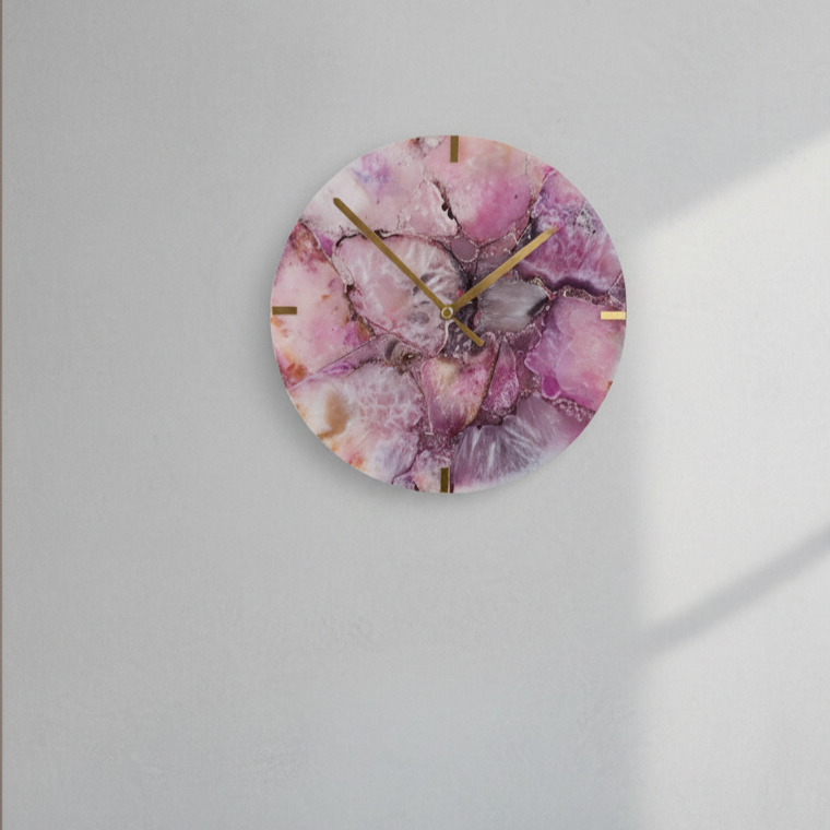 Agate Round Wall Clock - Purple