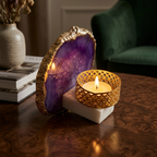 Agate Gayatri Mantra Small Back Side Tealight- Purple