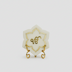 Ik Onkar Floral shape Marble with Brass Inlay Metal Stand Showpiece