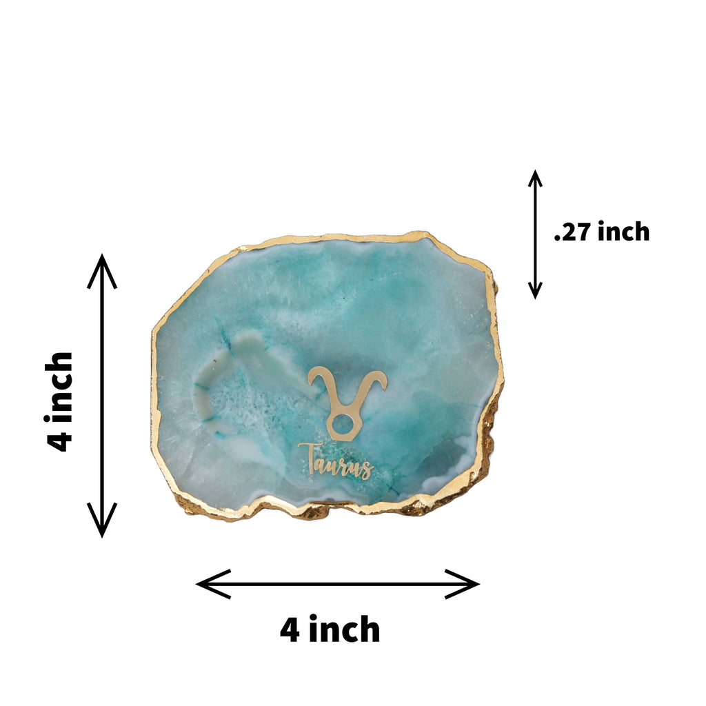 Agate Zodiac Coaster Taurus-Turquoise