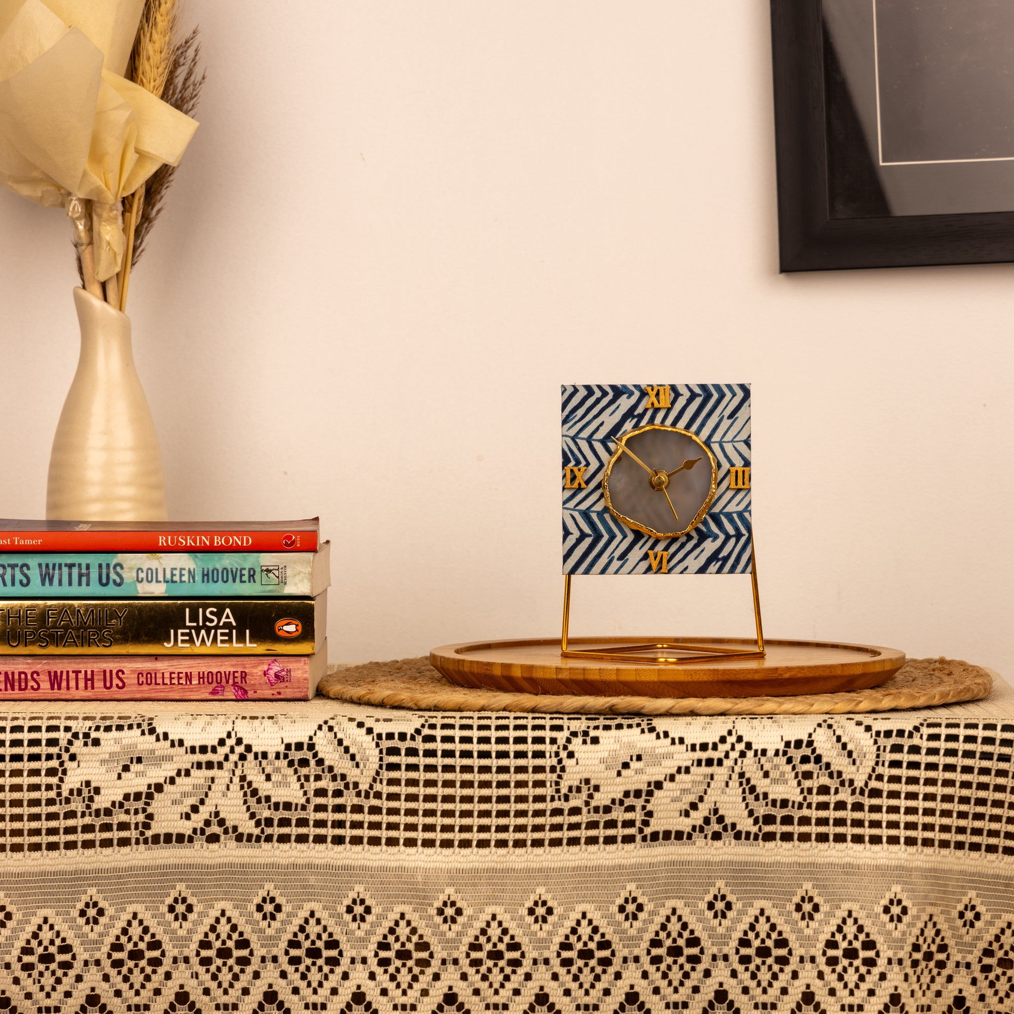 Blue Zebra Desktop Clock(Square)