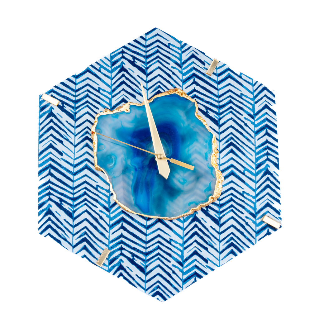 Blue Zebra Wall Clock(Hexagon)